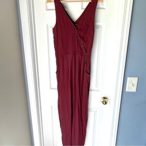 Abercrombie Button Front Jumpsuit Cranberry